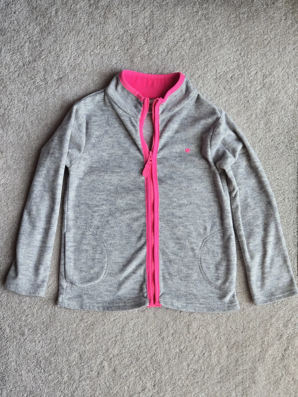 Carter's Gray Fleece Jacket with Hot Pink Trim